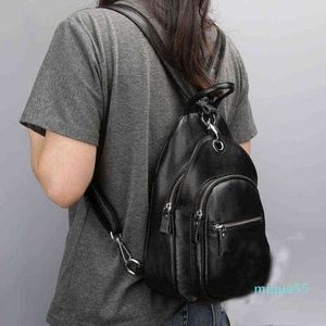 Mochila Mochila De Cuero Pequeña Capa Superior Bolso De Pecho De Cuero De Vaca Bolso De Mujer Antirrobo Multicapa De Moda para Mujer