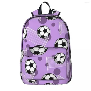 Sac à Dos Ballon de Football et But Motif Violet - Sacs à Dos garçons Filles Bookbag imperméable Enfants Sacs d'école Sac à Dos de Voyage