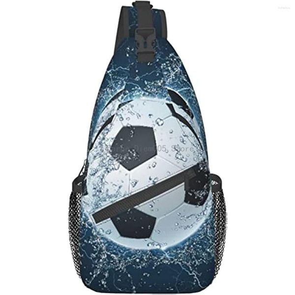 Sac à dos football eau glacée noir et blanc bleu sport bandoulière épaule réglable poitrine sac léger décontracté sac à dos