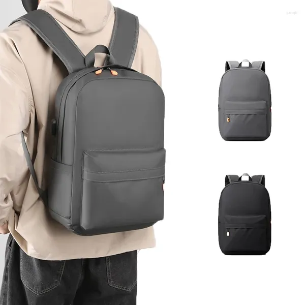 Mochila Color sólido Negocios Hombres Bolsa impermeable para computadora portátil Junior High School Ocio Almacenamiento de gran capacidad