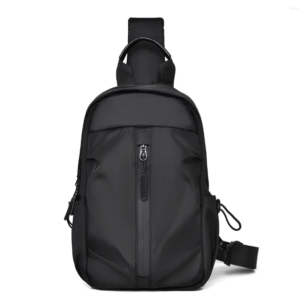 Mochila Color Sólido Bolsas De Pecho Multifuncionales Tendencia De La Moda De Los Hombres Bolso De Hombro De Tela De Nylon Estilo Coreano Mensajero Impermeable Informal