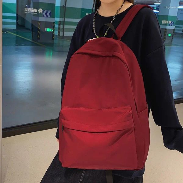 Mochila de Color sólido para mujer, bolsos escolares japoneses para adolescentes y niñas, mochila de viaje de nailon Simple 2023, mochila para estudiantes