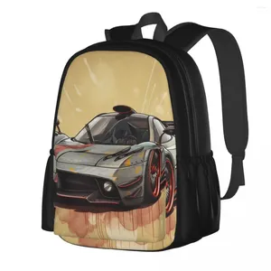 Sac à dos Speed Sports Car dessin animé graphique voyage sac à dos adolescent