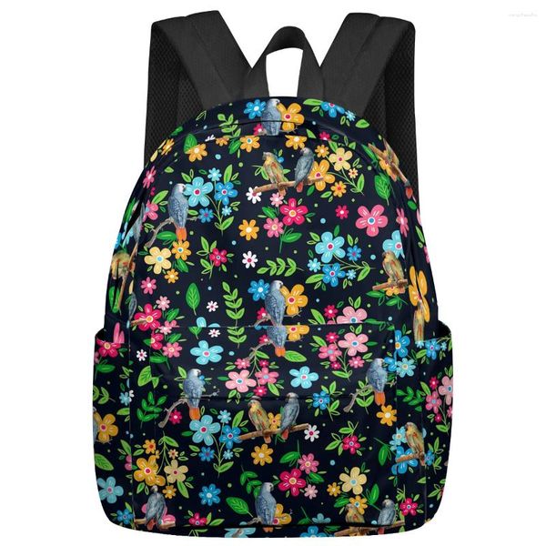 Mochila primavera flor loro colorido mujer hombre Mochilas impermeable viaje escuela para estudiantes niños niñas bolsas para ordenador portátil Mochilas