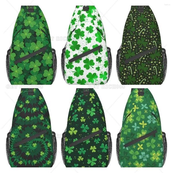 Rucksack St. Patrick's Day Clover Sling Bag für Damen Herren Irish Shamrock Umhängetaschen Casual Shoulder Daypack Chest