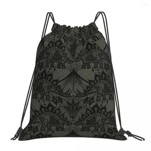 Sac à Dos Stegosaurus Lace - Noir Gris Sacs à Dos décontractés Portables Sacs à Cordon Bundle Poche Sac de Sport Livre pour Voyage