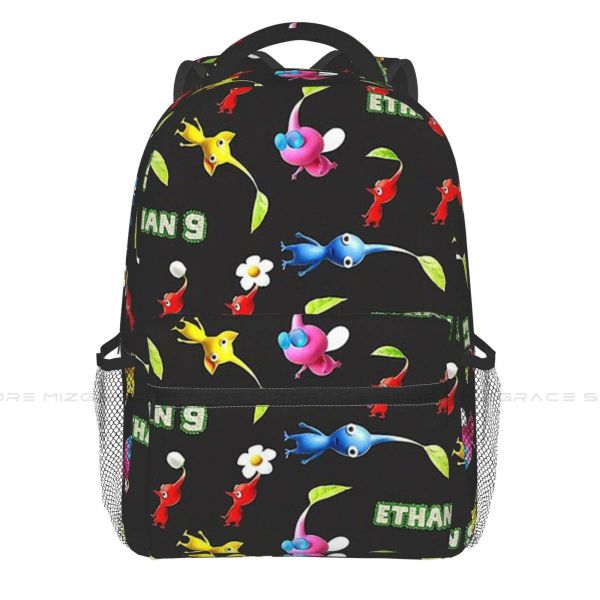 Paquete de pegatinas para mochila, mochilas de personalización gratuita, juego colorido de Pikmin, bolso escolar informal con estampado para estudiantes, bolsas de viaje, mochila para ordenador portátil