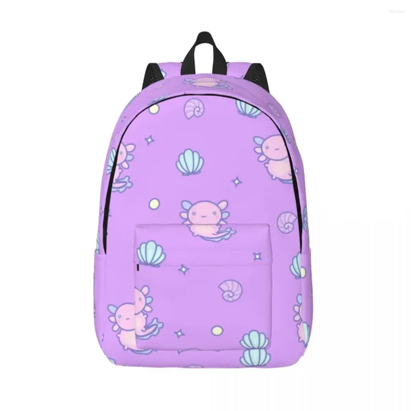 Sac à dos étudiant sac mignon petits Axolotls et coquillages Parent-enfant léger Couple ordinateur portable