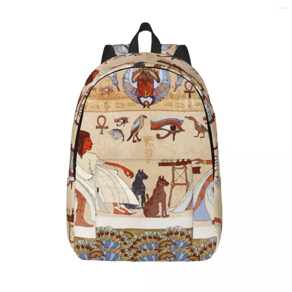 Sac à dos étudiant sac peintures murales dieux égyptiens et pharaons sculptures hiéroglyphiques Parent-enfant léger Couple ordinateur portable