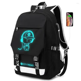 Backpack Student School 3D Luminous Animation USB Charge Bag For Teenager Boy Anti-deft Children's Schoolbags