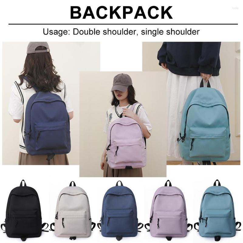 Backpack Student Schoolbag Portable Lightweight Large Capacity School Nylon Simple Solid Color Fashion For Outdoor Sport