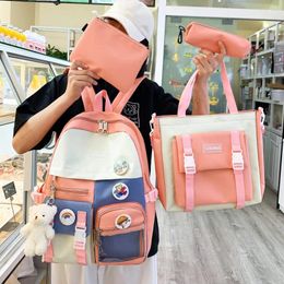 Rugzakstijl 4 set schattige meisjes schooltassen moeten inpakken student tiener kawaii dames cartoon poppen cadeau