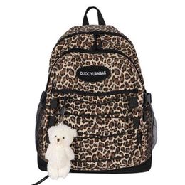 Mochila Estilo Bolsa Noche Moda Chica Universidad Escuela Casual Simple Mujeres Leopardo Libro Packbags para Adolescente Viaje Hombro S Laptop 220801