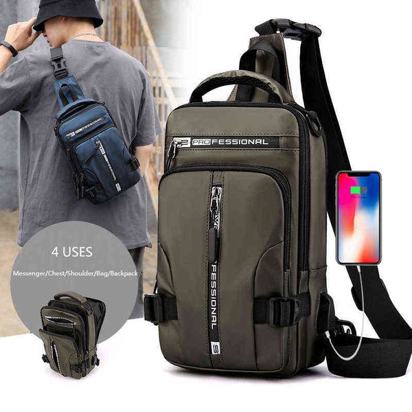 Sac à dos Style Bagmen Nylon Cros Corps Épaule avec Port Usb Charge Voyage Homme Sac À Dos Jour Messenger Poitrine Nouveau 220723