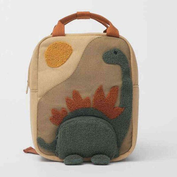 Mochila estilo bagnew bordado sol cuello largo pequeño dinosaurio gancho su bordado dibujos animados canva kindergarten niños 220723