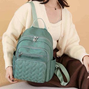 Backpack Style Bagseetic Casual Oxford Dames Waterdichte schooltas Kwaliteit Ladie Travel Solid Color Meerdere zak Vrouw 220723