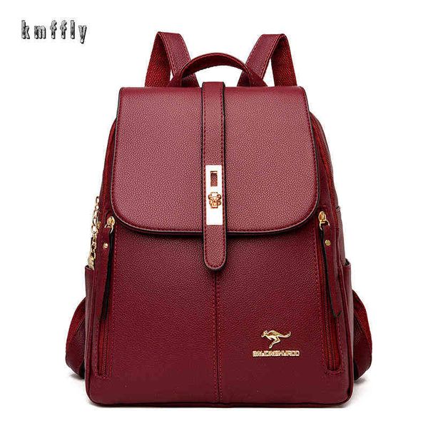 Rucksack Stil Bagwinter 2022 Neue Frauen Leder Mode Schulter Tasche Weibliche Ladies Schule für Mädchen 220723