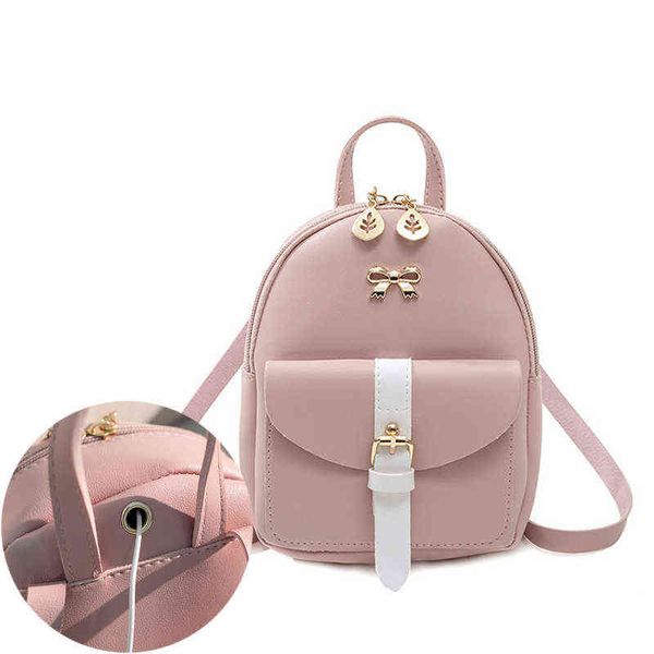 Sac à dos Style Bagwomen Pu Sac en cuir pour Femme mignon Bow bouton épaule fille école Mochila Mujer Sac la Femme de luxe 220723