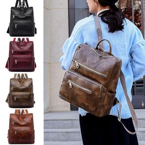 Sac à dos marque féminine école en cuir sac mode étanche voyage livre décontracté femelle 4 couleurs 2021 # g30