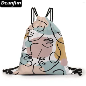 Rugzakstijl Deanfun Trendy Drawstring Bag Abstract Lijn Face Gedrukte kleurrijke vrouwen Elegante tassen 60444