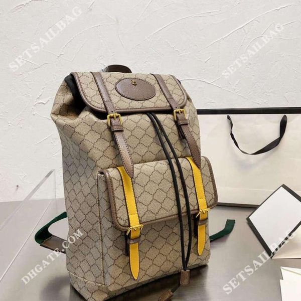 Mochila estilo diseñador mochilas hombres mujeres estilo casual mochilas lujos gran capacidad letra impresión correa amarilla bolsa sólida computadora carteras bolsas 2 colores