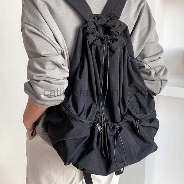 Sac à dos style mode froncé Drsting sacs à dos pour femmes décontracté en nylon dame sac à dos léger étudiants Sac grande capacité Sac de voyage 2023catlin_fashion_bags