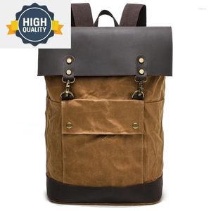 Backpack Style Girls College School Bags Boys laptop canvas voor mannen gewaxt rucksack