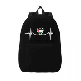 Sackepack Style Heart Beat Palestinian Youth Sports Student Business Mens and Womens College Canvas Bag H240504