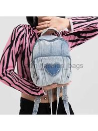 Rugzakstijl Andere tassen Denim Y2K-rugzak in klein formaat met verfraaide Earth Cool Girl Soul Bag-top en zakken 2023 Nieuw Designcatlin_fashion_bags