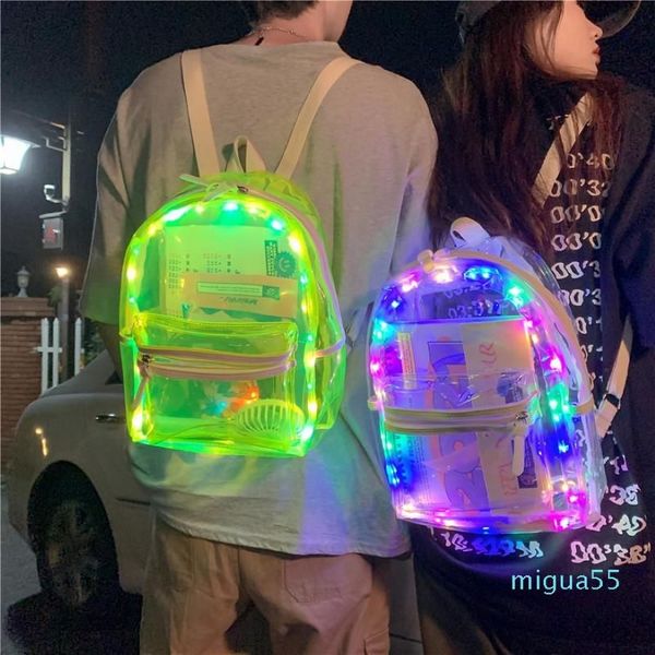 Mochila estilo Pvc impermeable bolso escolar transparente moda con mochilas ligeras alta calidad gran capacidad sólido Clear260g