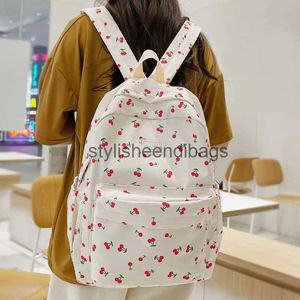 Sac à dos Style sacs d'école impression cerise femmes sac à dos fille mignon voyage BookBag Preppy imperméable en nylon sac pour ordinateur portable collège Scoolbag Femalestylisheendibags