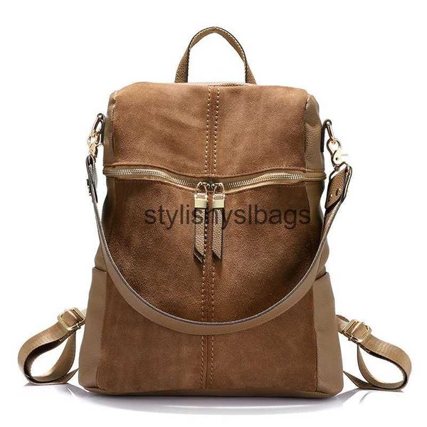 Sac à dos Style Sacs d'école Vintage marque femmes sac à dos nubuck cuir PU sacs à dos d'école pour adolescentes grande capacité sacs à bandoulière 2023 H240328