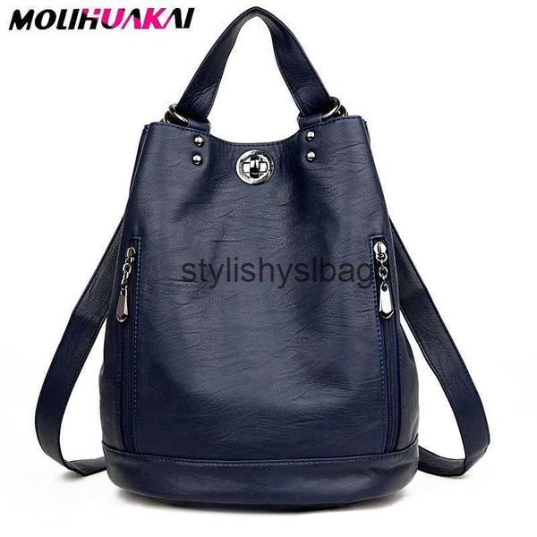 Sac à dos style sacs à bandoulière sacs à main en cuir véritable multifonction sac fourre-tout décontracté sac à dos Mochilas pour femmes dames main Bolsas H240328