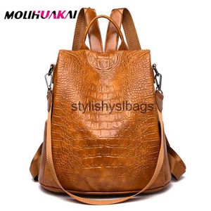 Mochila Estilo Bolsos de hombro Mujeres Mochila Femenina Antirrobo Escuela de libros de cuero suave para niñas adolescentes Sac A Dos Mochila de viaje Mochilas Mochilas H240328