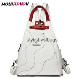 Mochila Estilo Bolsos de hombro Mujeres Mochilas de cuero Cremallera Bolsa de pecho femenina Sac a Dos Travel Back Pack Ladies Bagpack Mochilas Escuela para niñas adolescentes H240328