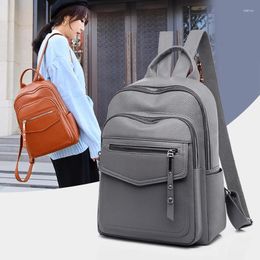 Sac à dos Style The 2024 Women Leather Backpacks Fashion Sac à bandoulière Femme Femme Travel Mochilas School Sacs For Girls