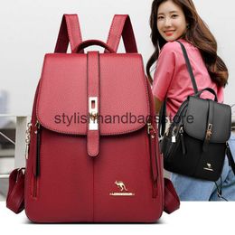 Backpack -stijl De nieuwe damesrugzak is eenvoudig en veelzijdig met solide kleuren die elegant geavanceerde multifunctionele h240403 van grote capaciteit zijn