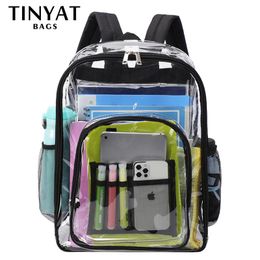 Rugzakstijl TINTAT Heavy Duty Transparant Dames Helder School Waterdicht Meerdere zakken Grote tassen Student Mochila Tieners