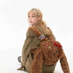 Totas de estilo de mochila Harajuku Teddy Dog mochilas mochilas esponjosas de lujoso mochila Kawaii Puppy Design Bolsas escolares para niñas Japan Style Lindo Faux Fur Bag H240529