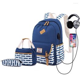 Femmes de style sac à dos 2pcs Petites toiles d'étanchéité fraîche Sac à bandoulière de couleur solide pour filles pour adolescents pour les adolescents