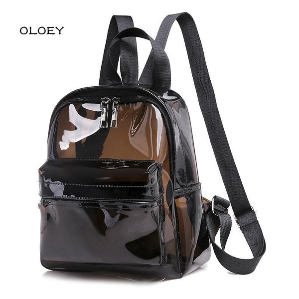 Mochila estilo mujer transparente impermeable PVC bolsa moda femenina estudiantes universitarios lentejuelas mochilas bolso de mujer