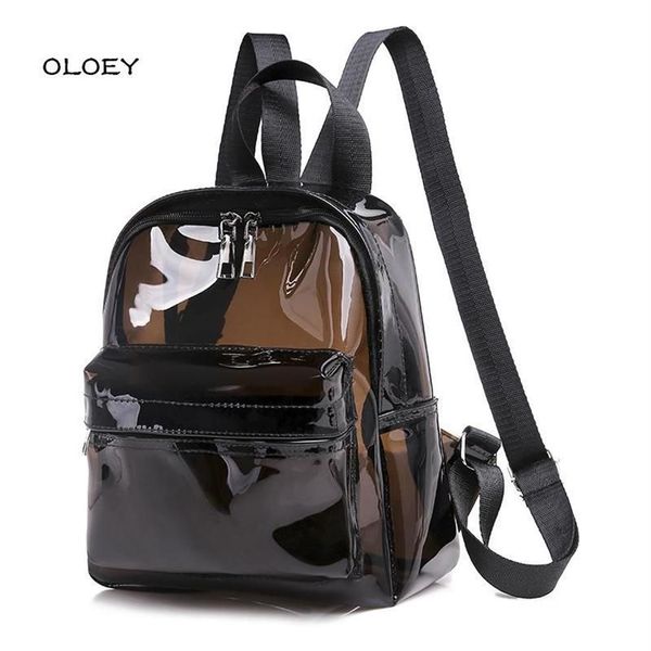 Mochila estilo mujer transparente impermeable bolsa de PVC moda femenina estudiantes universitarios mochilas con lentejuelas Femmel Handbag329P