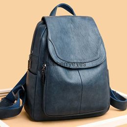 Mochila de cuero de calidad para mujeres de mochila para niñas Sac A Dos Casual Daypack Black Vintage School Bols