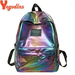 Sac à dos yogodlns étanche laser backbag féminin sac à bandoulière preppy sacs scolaires holographiques pour les adolescentes voyage
