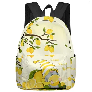 Mochila Verano Limón Árbol Gnomo Fruta Mujer Hombre Mochilas Escuela impermeable para estudiantes Niños Niñas Bolsas para portátiles Mochilas