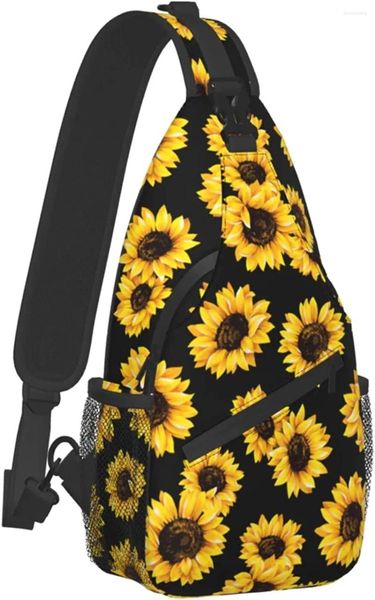 Sac à dos tournesol Floral bandoulière petit sac à bandoulière pour hommes femmes Mini une épaule poitrine sacs Gym Sport voyage randonnée sac à dos