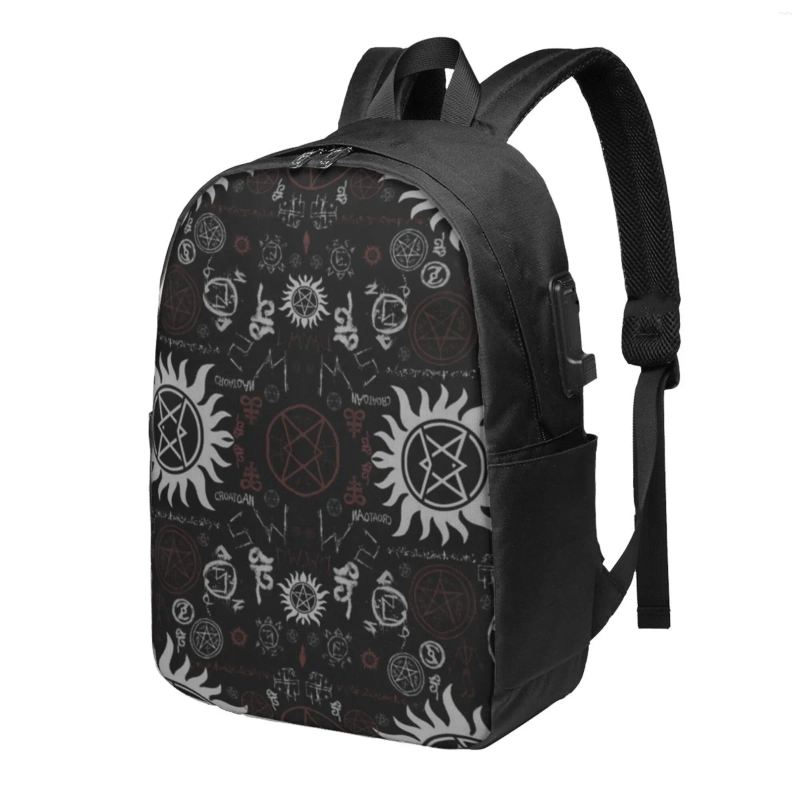 Backpack Supernatural Symbols Large Capacity School Notebook Fashion Waterproof Adjustable Travel Sports