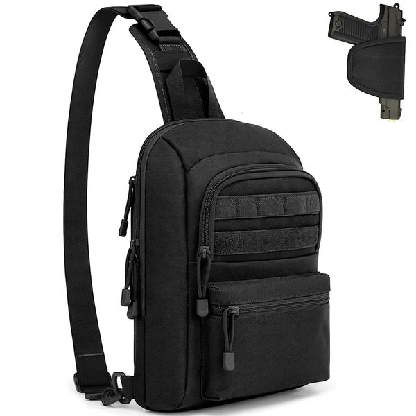 Sac à dos tactique Sling Bag pour pistolet avec étui dissimulé Carry Gun Pouch Messenger Taille Pocket réglable EDC Tool Pack Chasse 230803