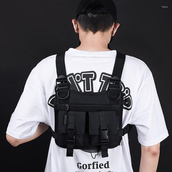 Mochila táctica Techwear Cargo chaleco bolsa hombres mujeres Harajuku Street Hip Hop pecho bolsas Multi-bolsillos funcional ajustable paquete