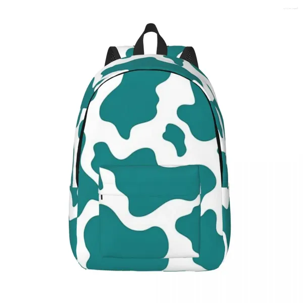 Mochila Verde Azulado Estampado De Vaca Mujer Mochilas Pequeñas Niños Niñas Mochila Moda Bolso De Hombro Portabilidad Mochila De Viaje Estudiantes Mochilas Escolares